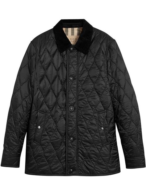 burberry check detail quilted jacket with corduroy collar|Burberry Limited.